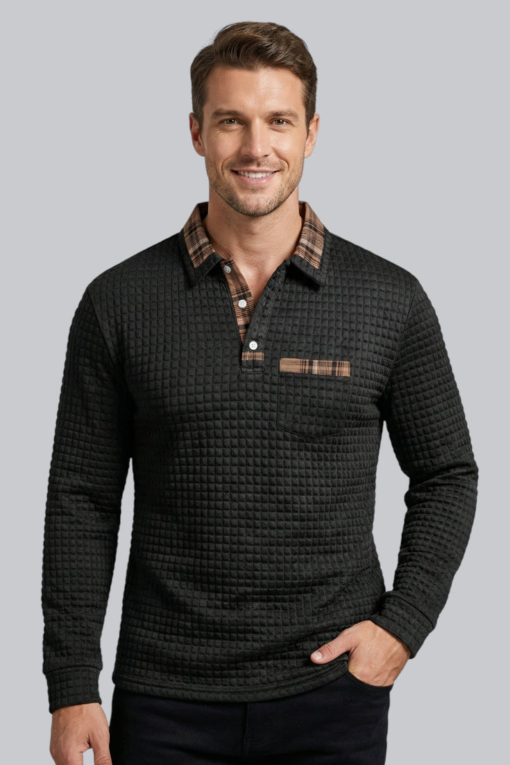 Men’s Knitted Jumper with Button Closure and Long Sleeves