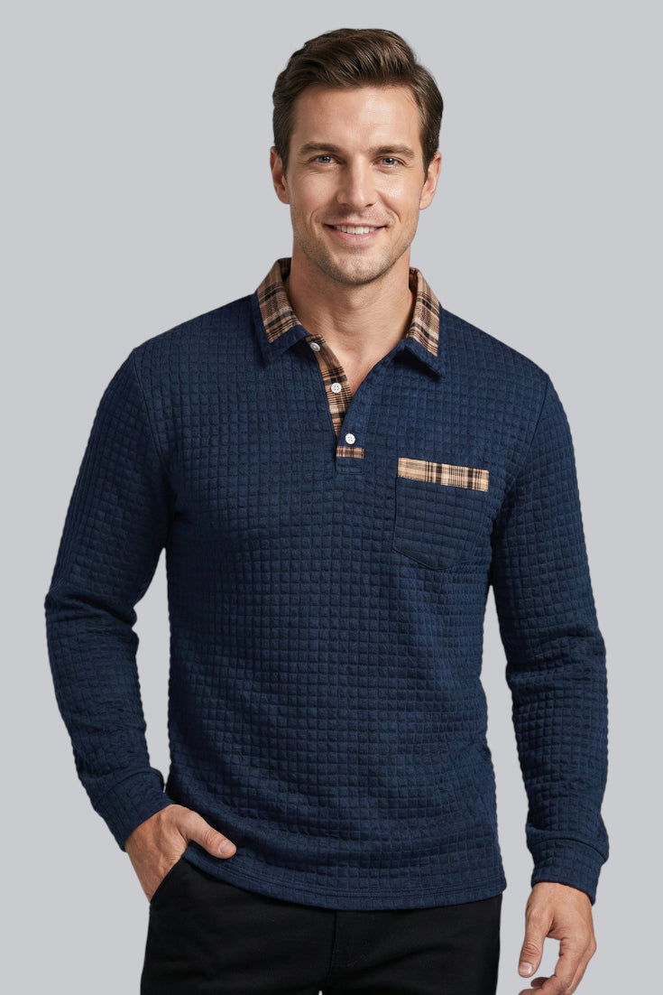 Men’s Knitted Jumper with Button Closure and Long Sleeves