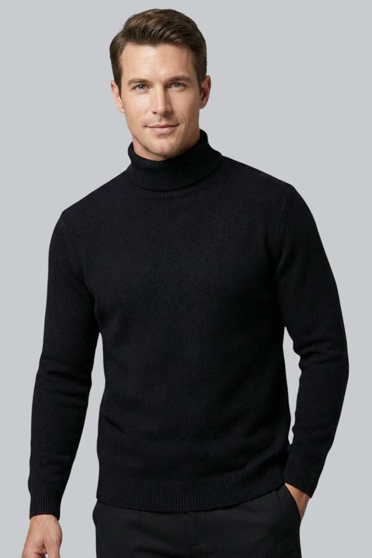 Men’s Knitted Turtleneck Jumper with Long Sleeves and Soft Touch
