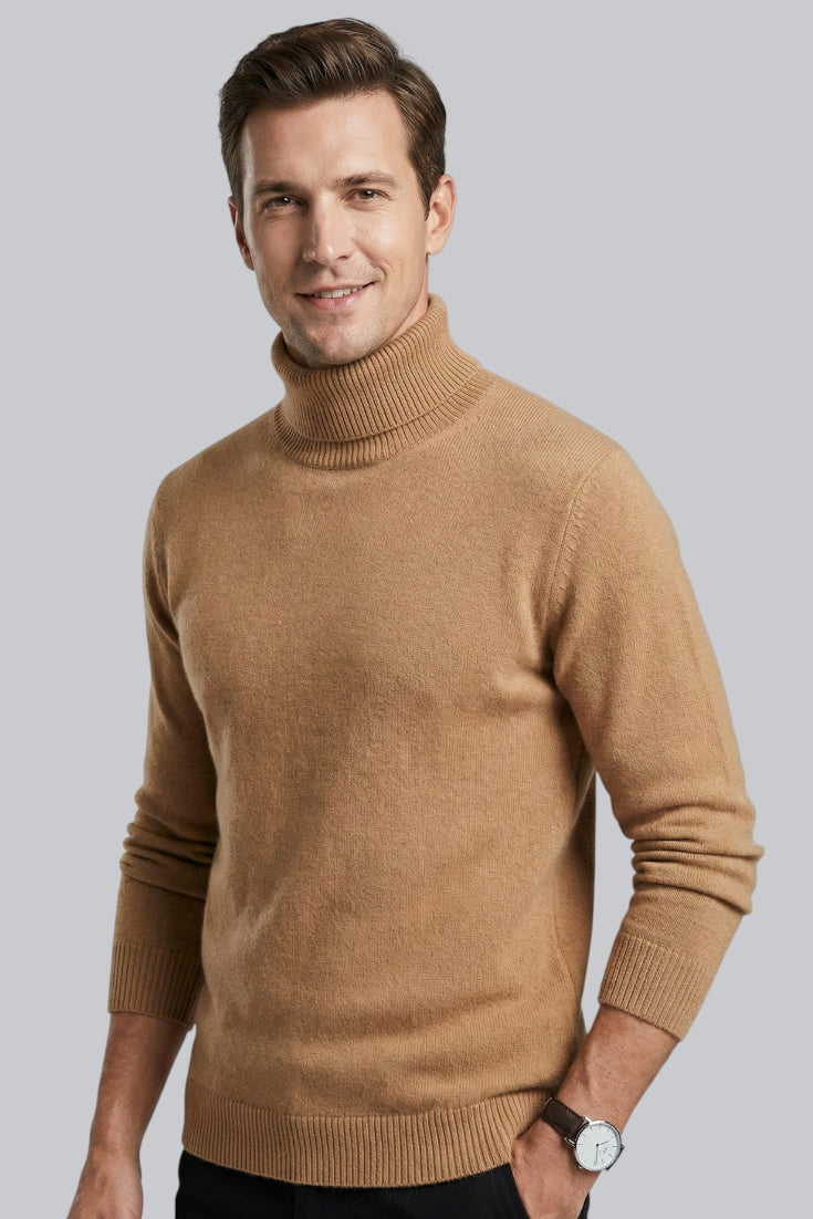 Men’s Knitted Turtleneck Jumper with Long Sleeves and Soft Touch