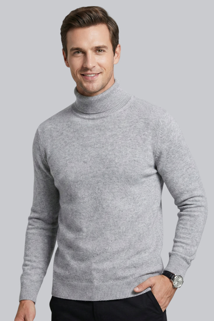 Men’s Knitted Turtleneck Jumper with Long Sleeves and Soft Touch