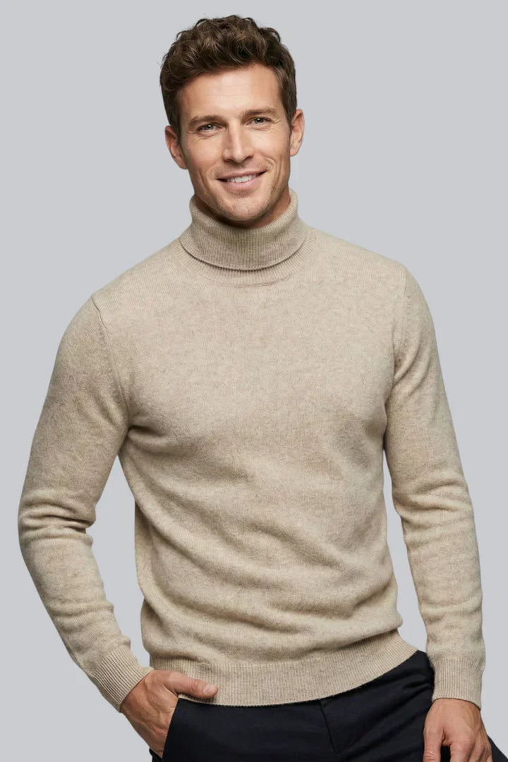 Men’s Knitted Turtleneck Jumper with Long Sleeves and Soft Touch