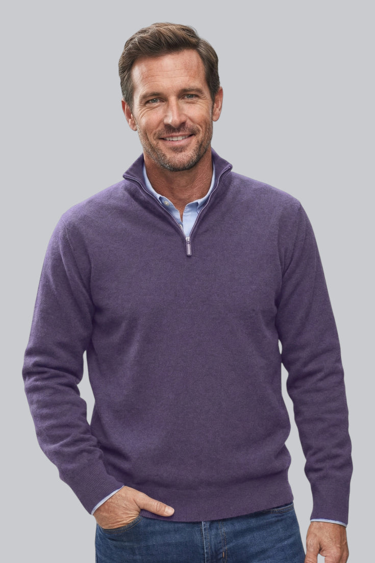 Men's Knitted Jumper with Zip Closure and Soft Touch