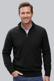 Men's Knitted Jumper with Zip Closure and Soft Touch