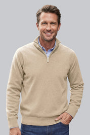 Men's Knitted Jumper with Zip Closure and Soft Touch