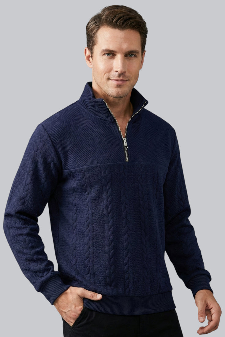 Men’s Knitted Jumper with Zip Closure and Long Sleeves