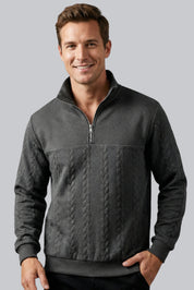 Men’s Knitted Jumper with Zip Closure and Long Sleeves