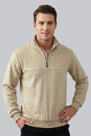 Men’s Knitted Jumper with Zip Closure and Long Sleeves