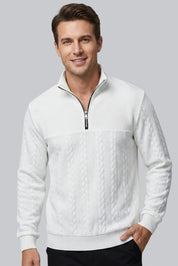 Men’s Knitted Jumper with Zip Closure and Long Sleeves