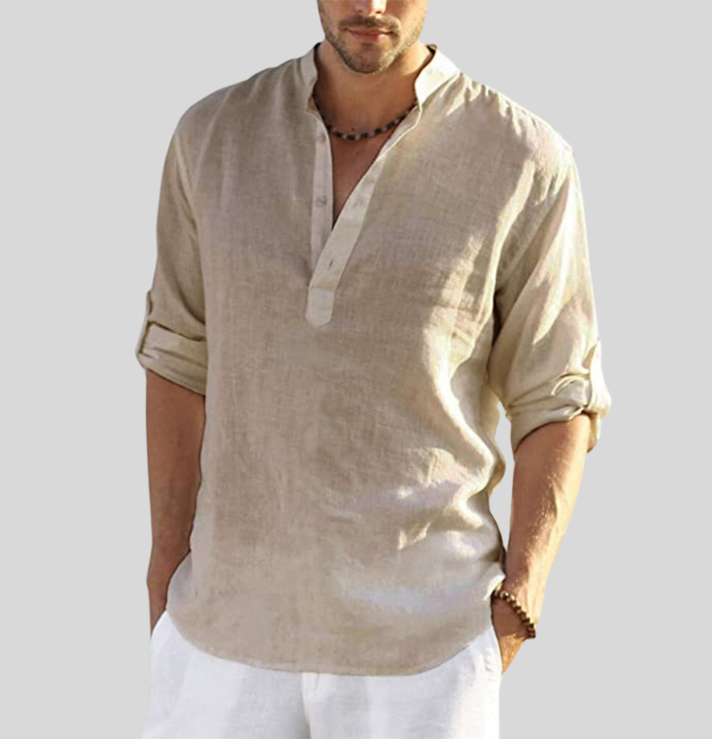 Lian | Men’s Relaxed Fit Mandarin Collar Shirt