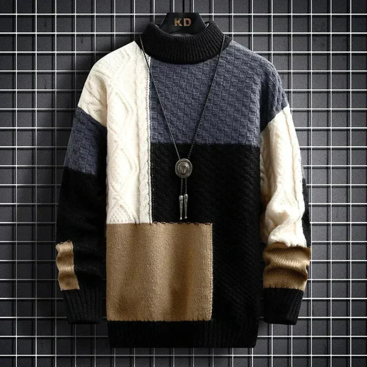 Luciano | Men’s Crewneck Patchwork Sweater