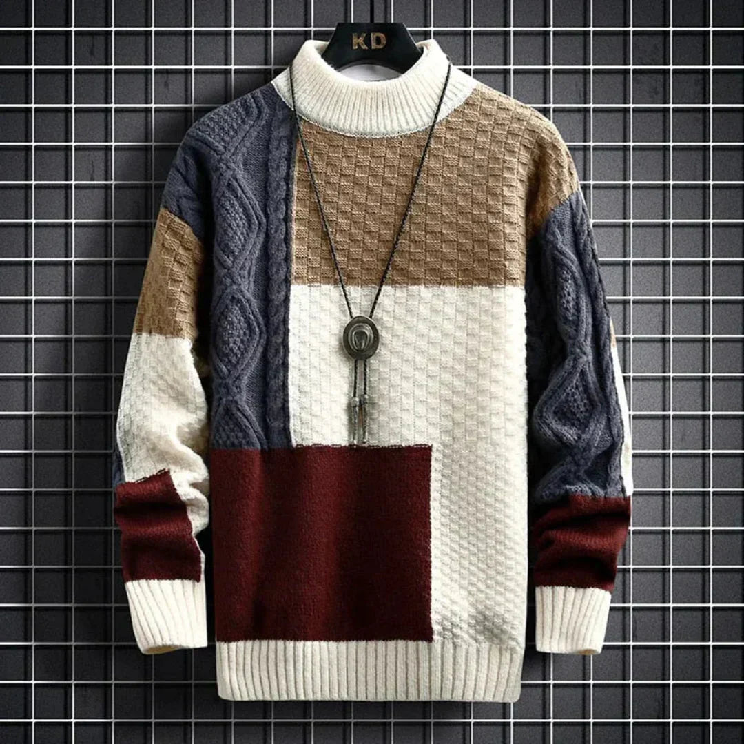 Luciano | Men’s Crewneck Patchwork Sweater