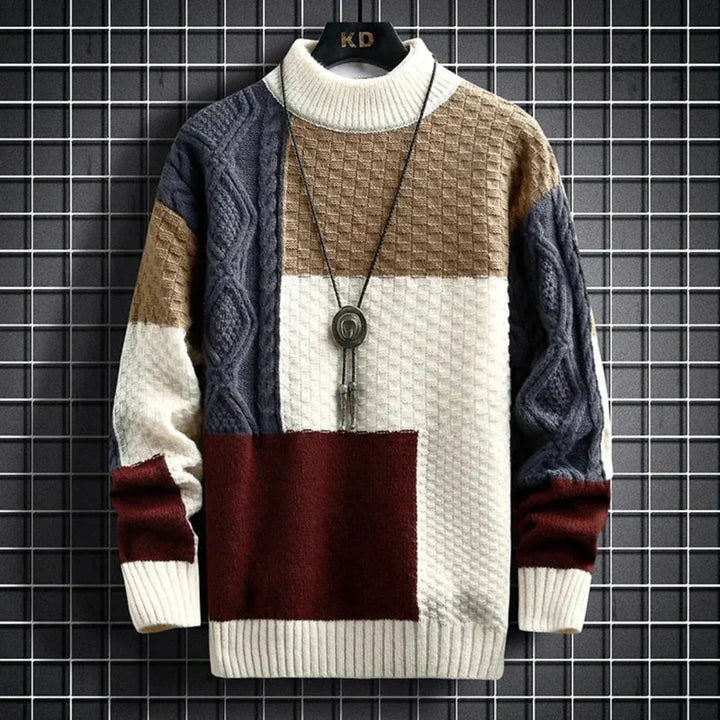 Luciano | Men’s Crewneck Patchwork Sweater