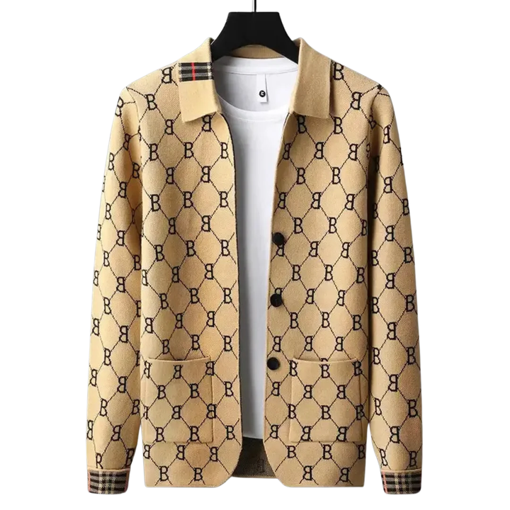 Lucieno | Men’s Woven Monogram Cardigan