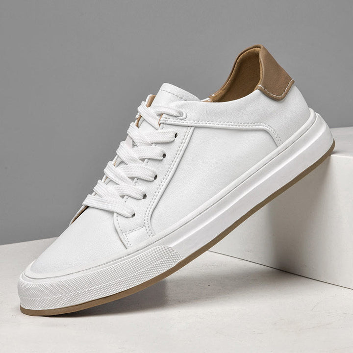 Luciento | Men’s White Leather Minimalist Sneakers