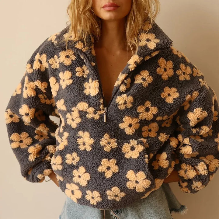 Luna | Women’s Floral Sherpa Quarter Zip Pullover