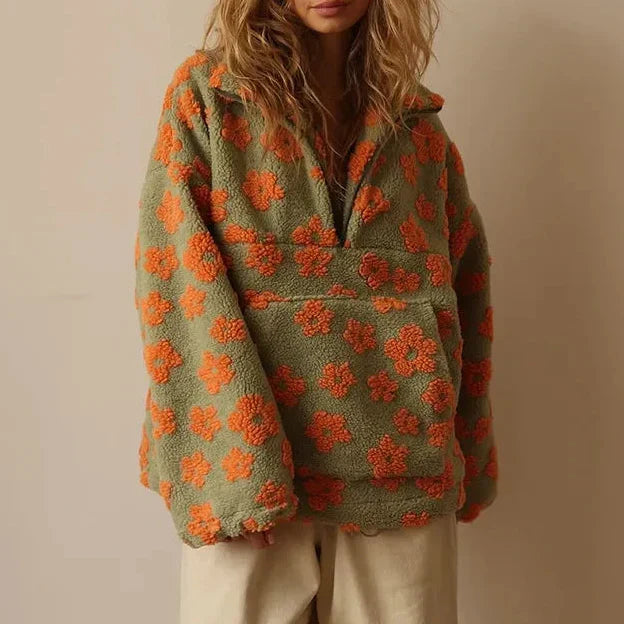 Luna | Women’s Floral Sherpa Quarter Zip Pullover