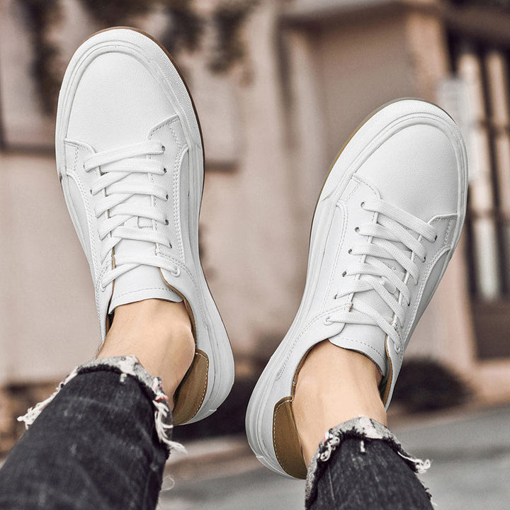 Luciento | Men’s White Leather Minimalist Sneakers