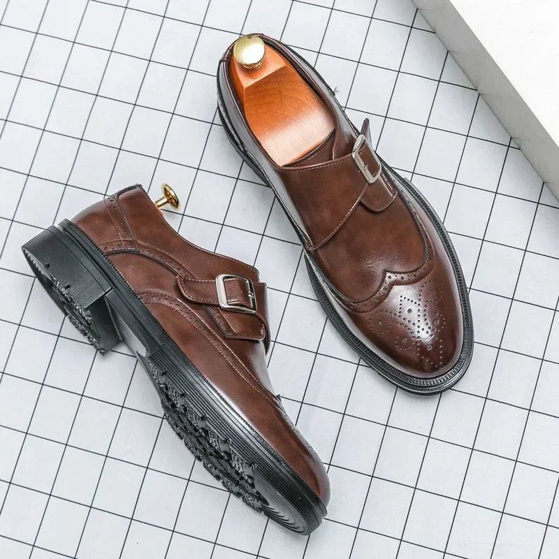 Brellon | Men’s Leather Monk Strap Brogue Shoes