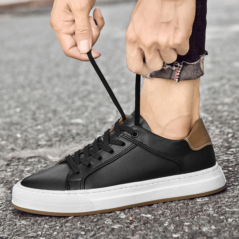 Luciento | Men’s White Leather Minimalist Sneakers