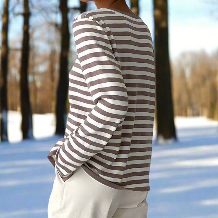 Crisha | Women’s Striped Cotton Long Sleeve T-Shirt