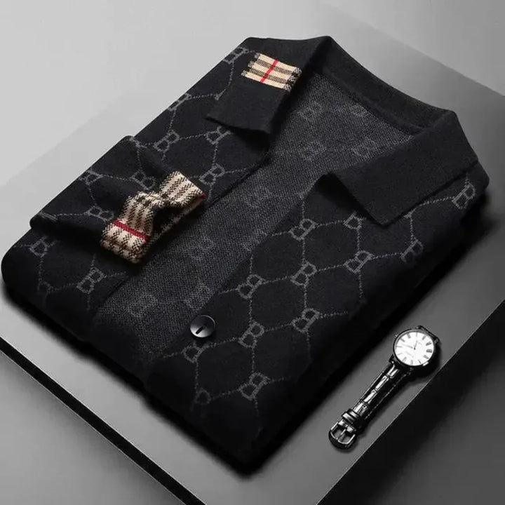 Lucieno | Men’s Woven Monogram Cardigan