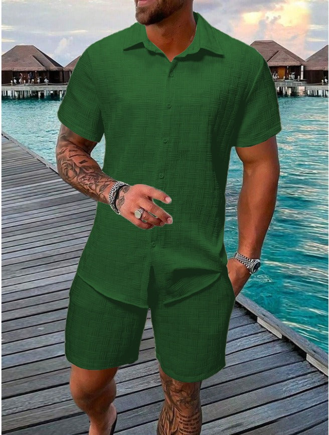 Marzio | Men’s Summer Set – Striped Checkered Texture