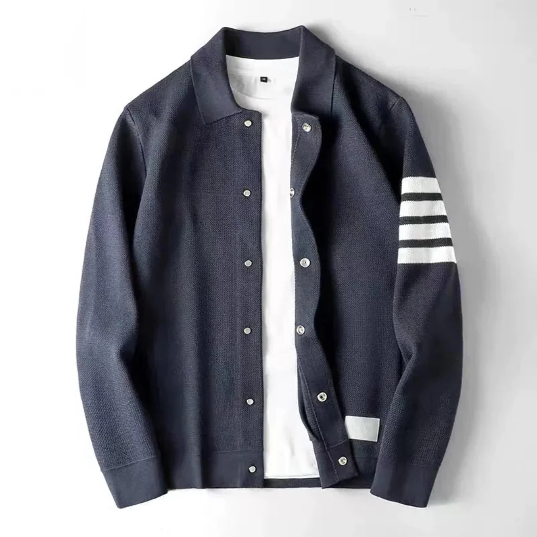 Matthaios | Men’s Striped Sleeve Knit Cardigan