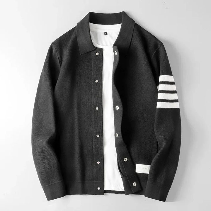 Matthaios | Men’s Striped Sleeve Knit Cardigan