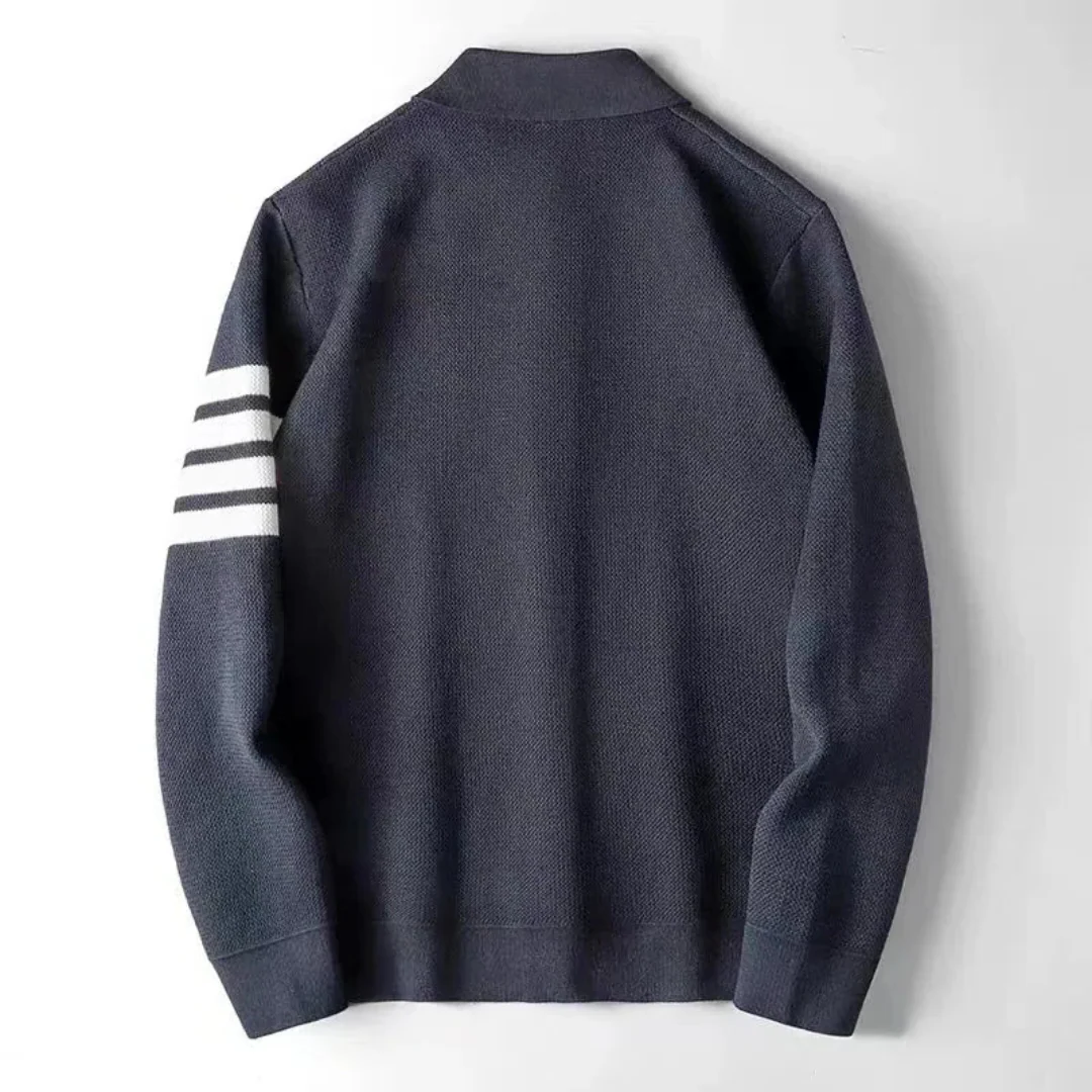 Matthaios | Men’s Striped Sleeve Knit Cardigan