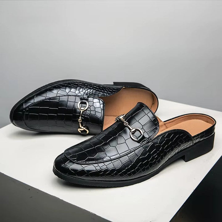 Maxwell | Men’s Crocodile Texture Leather Mule Loafers