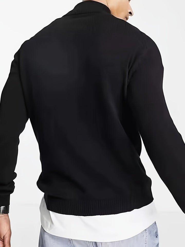 Alverio | Men’s Casual Half-Zip Sweater with High Collar