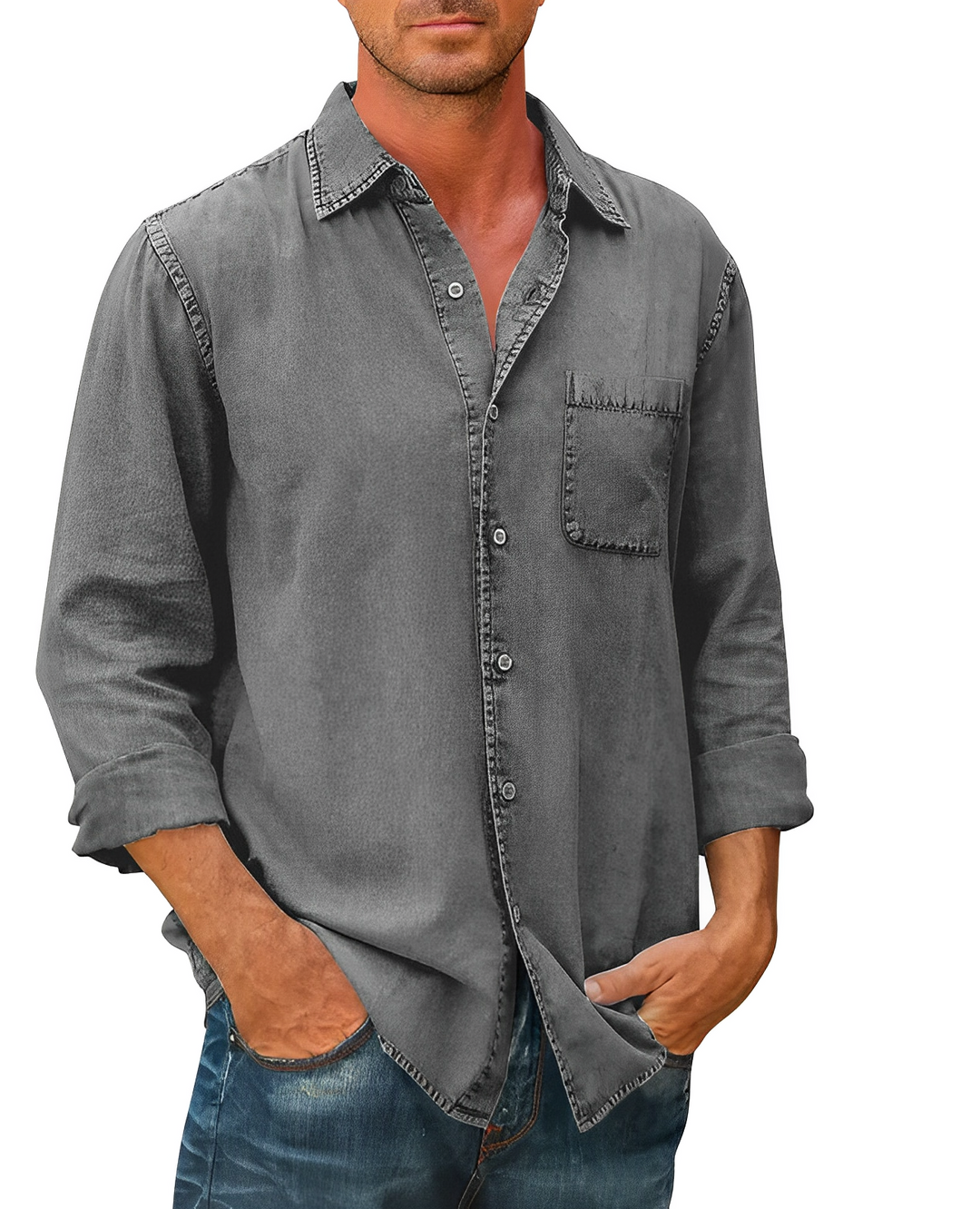 Denaro | Men’s Long Sleeve Denim Shirt