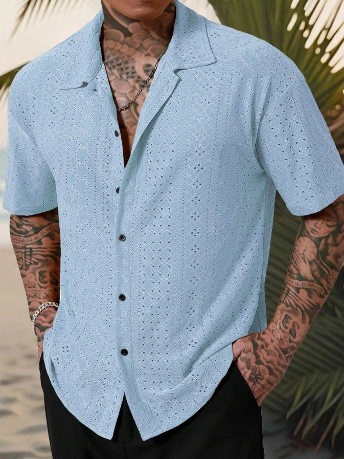 Miggy | Men’s Breathable Jacquard Short Sleeve Shirt