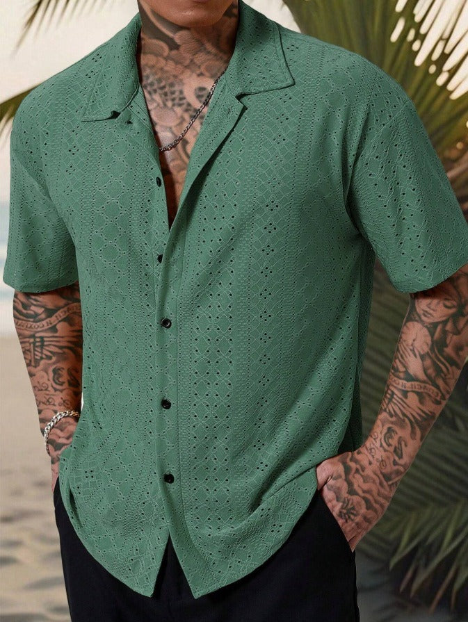 Miggy | Men’s Breathable Jacquard Short Sleeve Shirt