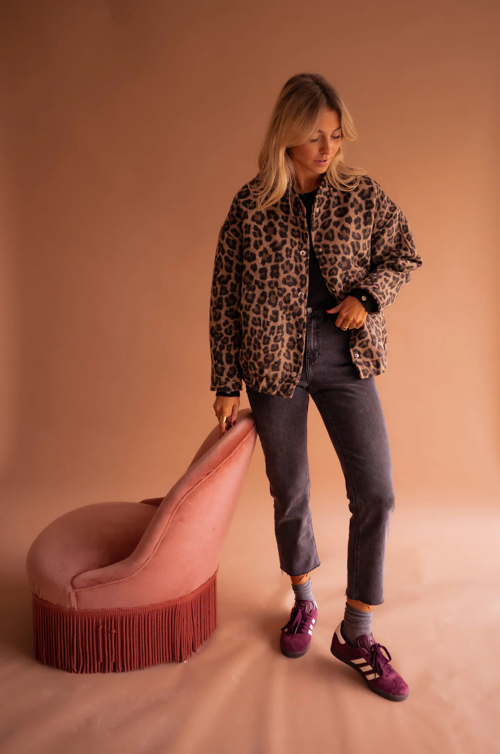 Mirae | Women’s Leopard Print Bomber Jacket