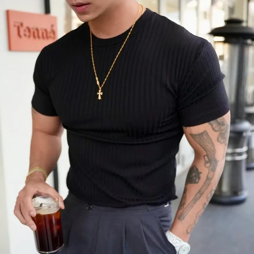 Nathaniel | Men’s Ribbed Knit Tailored T-Shirt