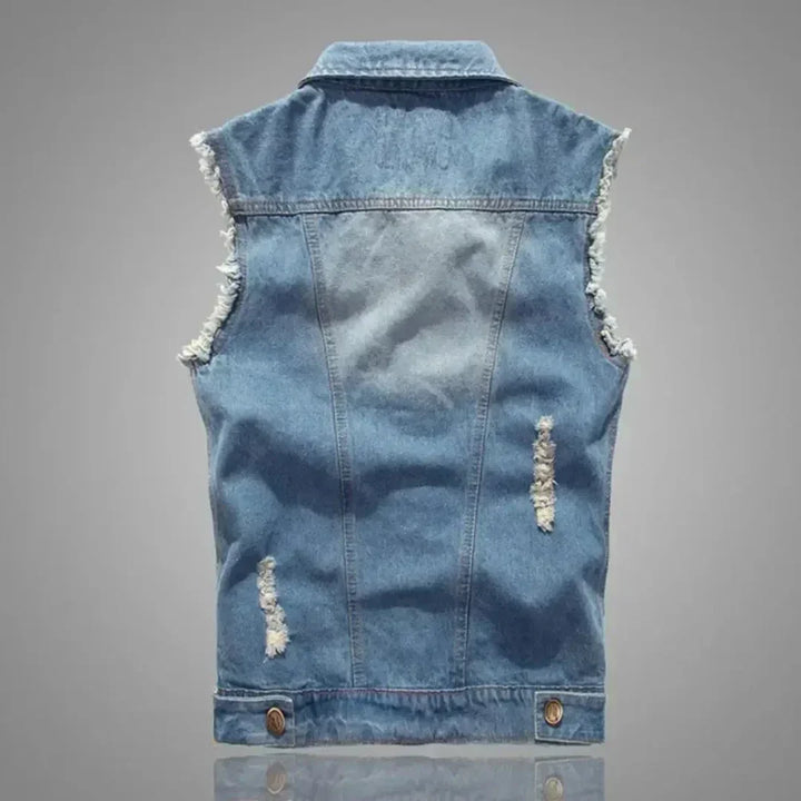 Rualo | Men’s Distressed Denim Vest