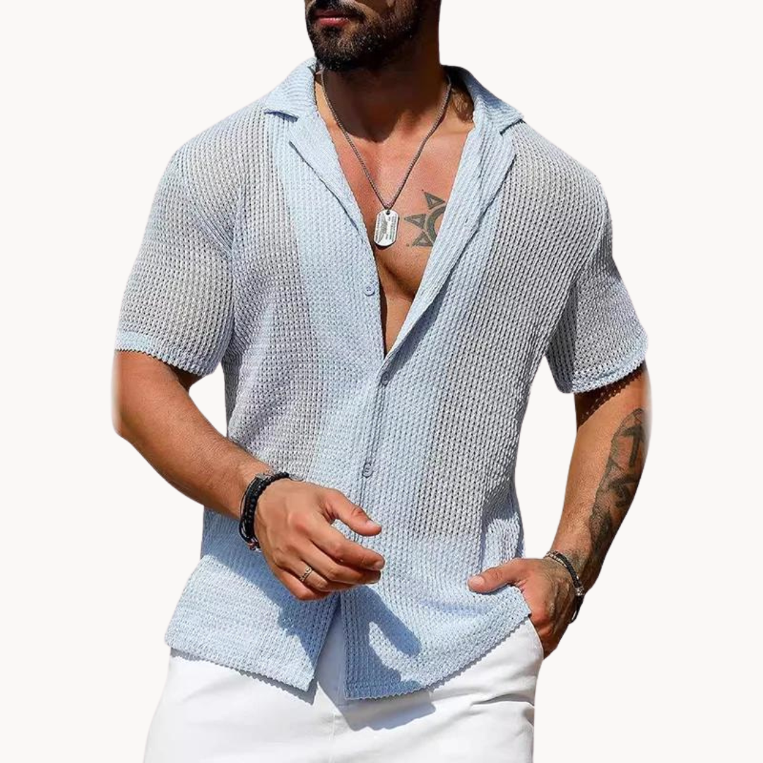 Ravento | Men’s Textured Knit Short-Sleeve Shirt
