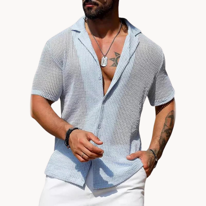 Ravento | Men’s Textured Knit Short-Sleeve Shirt