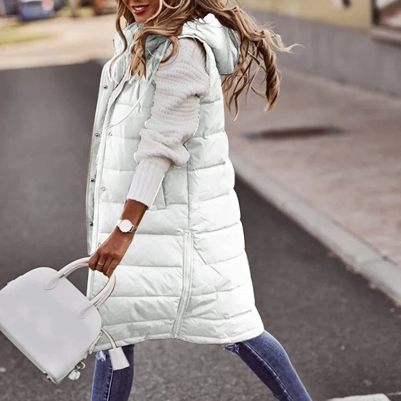 Alma | Women’s Quilted Hooded Long Vest