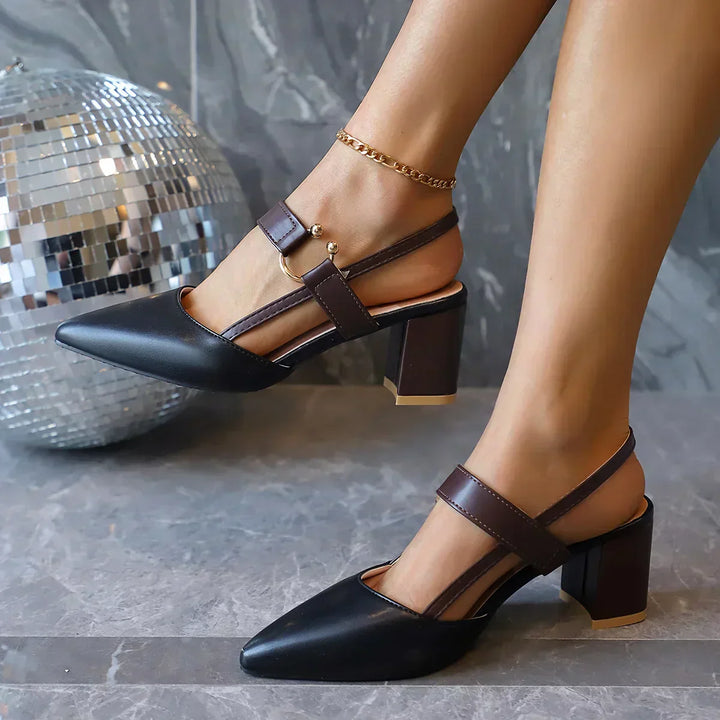 Ellen | Women’s Two Tone Slingback Block Heel Sandals