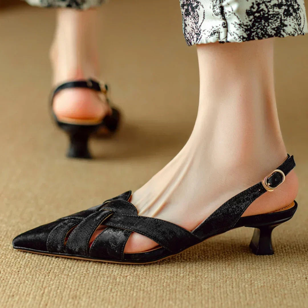 Deborah | Women’s Pointed Toe Leather Slingback Heels