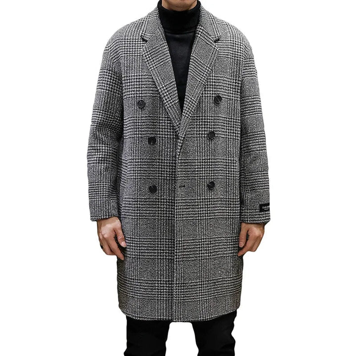 Harvey | Men’s Double-Breasted Houndstooth Overcoat