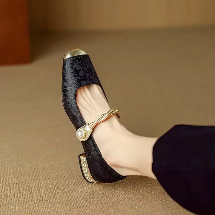 Elena | Women’s Vintage Twisted Strap Block Heel Pumps