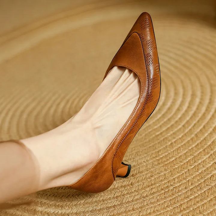 Clara | Women’s Genuine Leather Pointed Toe Kitten Heels