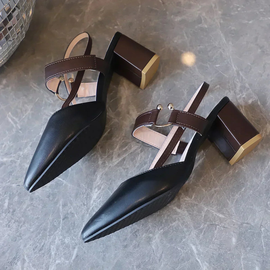 Ellen | Women’s Two Tone Slingback Block Heel Sandals