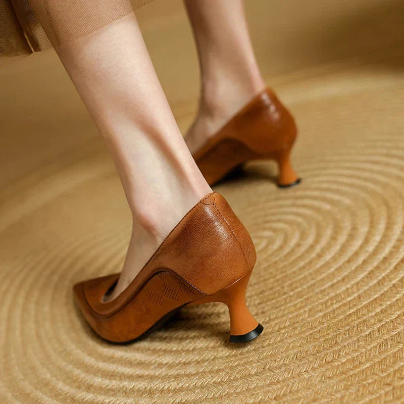 Clara | Women’s Genuine Leather Pointed Toe Kitten Heels
