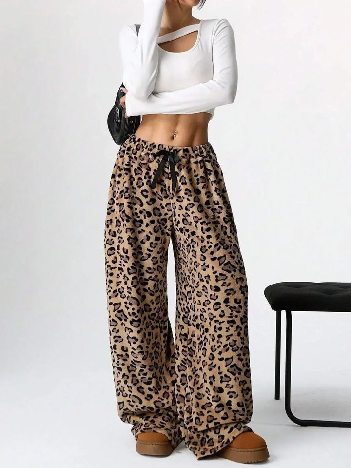 Corrine | Women’s Leopard Print Wide Leg Lounge Pants