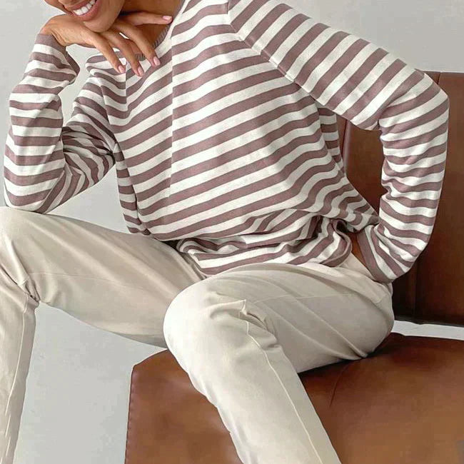 Crisha | Women’s Striped Cotton Long Sleeve T-Shirt